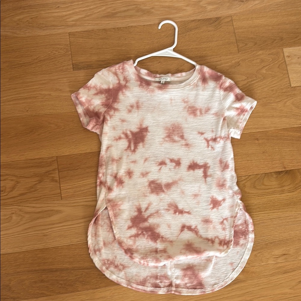 Z Supply Pink and White Short Sleeve Tee